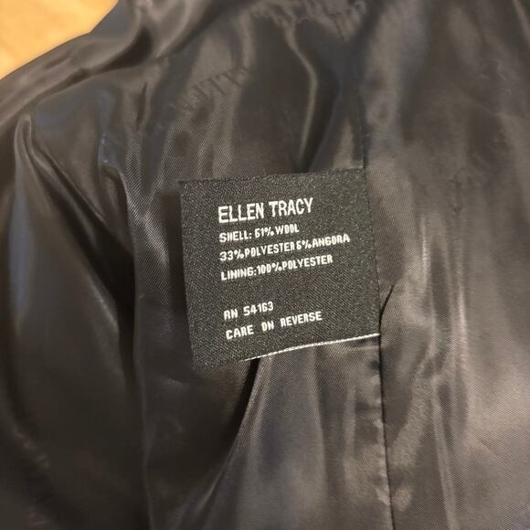 Ellen Tracy Wool Blend Wrap Coat Size 8 Black Belted Long Winter Jacket - Picture 11 of 12